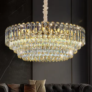 Custom Rustic Metal Round Large Nordic Luxury Chandeliers Hotel Living Room Pendant Ceiling Light LED Modern Crystal Chandelier