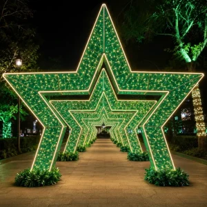 Custom Size Energy Saving Green LED Star Shape Archway for Event Party Garden Path Decor Star Tunnel Motif Light