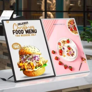 Custom Sized A4 Eco Friendly Ultra Slim Aluminum Frame LED Light Box 1000 Lumens Brightness for Restaurants Bars Beverage