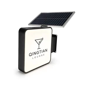 Custom Solar Powered LED Light Box No Wiring Outdoor Projecting Signage for Cafe Bar Lounge Storefront Branding