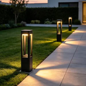 Custom Square Solar LED Garden Lamp Energy Efficient Aluminum Lawn Bollard for Outdoor Use IP65 Rating