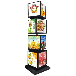 Custom Stand Revolving Box Light LED Poster Menu Board Cubic Display Rotating Light Box