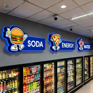 Custom Supermarket Mall 3d logo Sign Indoor Outdoor Stainless Steel Metal Light Box Led Sign for Business