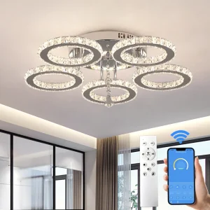 Custom Surface Mounted Round LED Crystal Ceiling Lights for Living Room