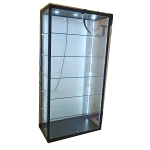 Custom Tempered Glass Cabinet Jewelry Display Case 5 Tier Shelves Sliding Swing Doors LED Lighting Eco Friendly Durable