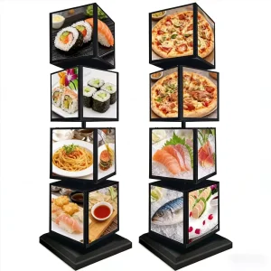 Custom Vertical Rotating Aluminum Light Box Weatherproof Restaurant Outdoor Wall Hanging Menu Poster Advertising Display Sign