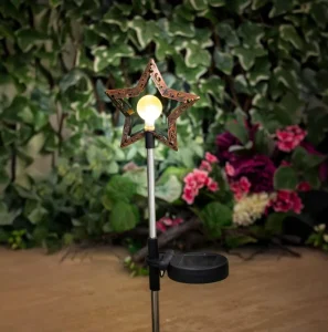 Custom Waterproof Solar Garden Path Outdoor Garden Moon Crack Glass Ball Stake Metal Lamp Solar Courtyard Light