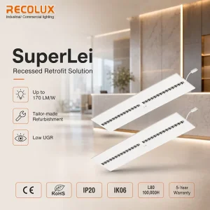 Custom Width LED Recessed Ceiling Light Retrofit Panel for Old Fixture Refurbishment Projects