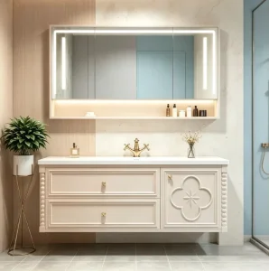 Custom-colored Multi-layer Plywood Bathroom Cabinet Wall-mounted Washbasin Exclusively for Distributors OEM ODM