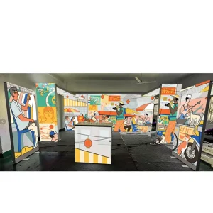Customised LED Dye Sublimation Outdoor Vertical Advertising Floor Standing Exhibition Movable Double sided Light Box