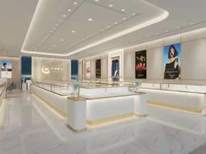 Customizable Luxury Perfume Cosmetics Glass Wall Jewelry Display Cabinet LED Light Waterproof Shopping Mall