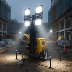 Customizable Mast Height 7m Mobile Portable Lighting Tower Waterproof Lamp Body for Night Construction Illumination