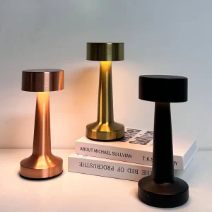 Customizable Modern Simple Bronze Rechargeable Touch Table Lamp with LED Eye Caring Light Dimmable Eco Friendly Battery