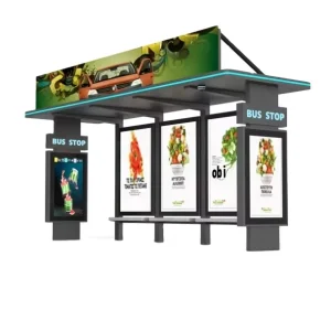 Customizable Rectangle Outdoor Galvanized Steel Smart Bus Shelter Advertising Light Boxes with Full Color High Brightness