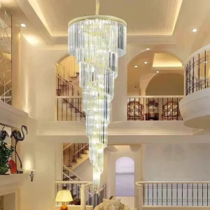 Customization Decoration Pendant Light Hotel Extra Large Long Spiral Crystal Chandelier Luxury for Villa Stair