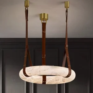 Customization LED Copper Spanish Marble Pendant Light with Alabaster Shade for Dining Living Kitchen Multi Size 3 Year Warranty