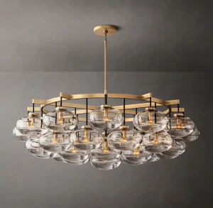 Customization Nordic Style Brass Chandelier Light Round Pendant Ceiling Light Fixture for Dining or Living Room