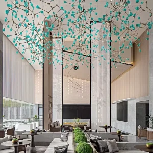 Customize Glass Luxury LED Pendant Light Ceiling Chandelier Molecule Tree Branch Style for Villa Hotel Lobby Chandelier
