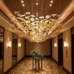 Customize Modern Large Pendant Light DIY Chandelier Luxury Maple Leaf Decoration Hotel Living Hall Villa Pendant Lamp