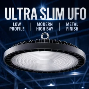 Customize UFO High Bay Light 100W 150W 200W Die Cast Aluminum IP54 5000K SMD2835 5 Year Warranty ETL Remote Workshop Factory