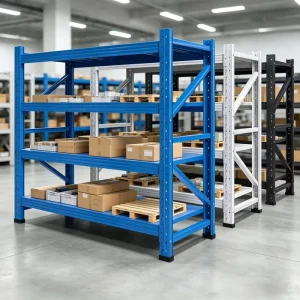 Customized 5-Layer Industrial Steel and Aluminium Storage Racks Adjustable Medium Duty Iron Shelving for Garage & Warehouse