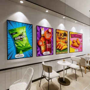 Customized Advertising Ultra Thin Acrylic Stainless Steel LED Light Box Aluminum Hanging Super Bright Rectangle Menu Poster