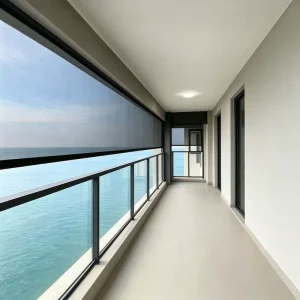 Customized Aluminum Motorized Roller Shades Waterproof Zip Track Outdoor Curtains Residential Window Blinds for Balcony Terrace