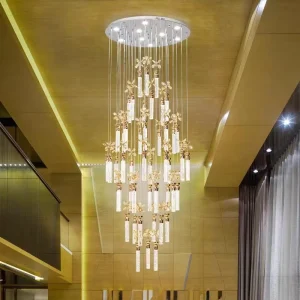 Customized Bubble Crystal Staircase Chandelier Modern Luxury Living Room LED Pendant Lamp Villa Restaurant Bar Corridor Light