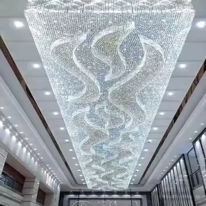 Customized Decorative Banquet Hall Hotel Lobby Rectangle Large Luxury Led Chandelier Ceiling Light