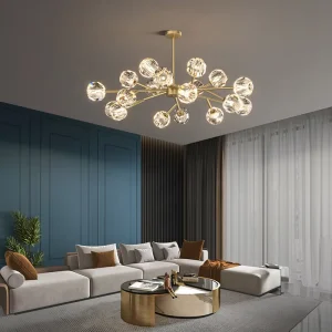 Customized Decorative Luxury Iron Ball Crystal Chandeliers Lamp Pendant Lights Modern Chandelier for Living Room