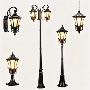 Customized Dimmable IP65 Waterproof 30W Warm White Outdoor Garden Retro LED Column Light AC Aluminum Alloy Landscape Light
