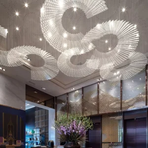 Customized Duplex Acrylic Chandelier Lamp Nordic Living Room Modern Luxury Acrylic Round Pendant Light