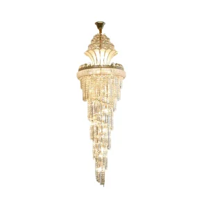 Customized Duplex Staircase Long Chandelier Villa Living Room LED Light Crystal Chandelier Restaurant Club Staircase Pendant