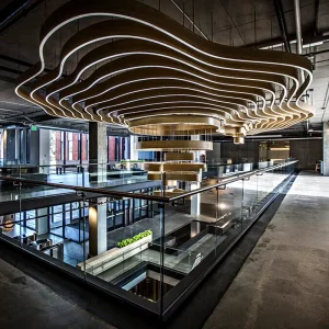Customized Exhibition Hall Hotel Lobby Pendant Light Mountain Wave Shaped Multi-layer Acrylic Chandelier