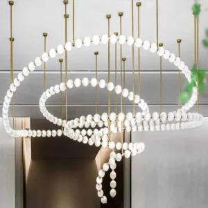 Customized French Necklace Pendant Light Villa Duplex Living Room Hanging Lighting Luxury Decorative Pearl Necklace Chandelier