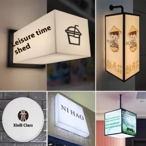 Customized Full Body Luminous Outdoor Advertising Light Box Acrylic Rectangle Door with Aluminum Frame Hanging Billboard