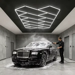 Customized Geometric Car Washing Detailing Light 6500K Dimmable LED Ceiling Grid for Auto Showroom Exhibition Hall