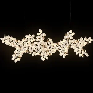 Customized High Ceiling Light Horizontal Luxury Commercial Dining Room Glass Grape Chandelier