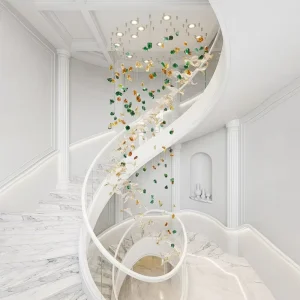 Customized Hotel Villa Lobby Commercial Large Stone Pendant Light Contemporary Modern Interior Decoration Led Glass Chandelier