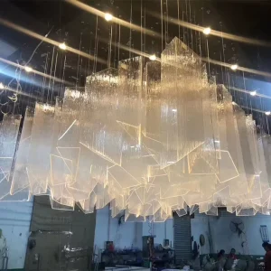 Customized LED Glass Chandeliers for Hotel Lobby Banquet Hall Sales Department Clubhouse Homestay Hall Lighting