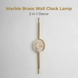 Customized LED Marble Brass Wall Lamp Clock Design Minimalist Living Room Decor for EU Market 3-Year Warranty Universal Voltage