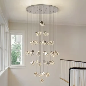 Customized Large Long LED Glass Retail Shop Chandeliers for Jewelry Store