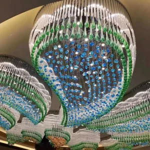Customized Large Pendant Lights Chandelier Crystal Glass Tube Tassels Decor Hotel Lobby Big Ceiling Lamp