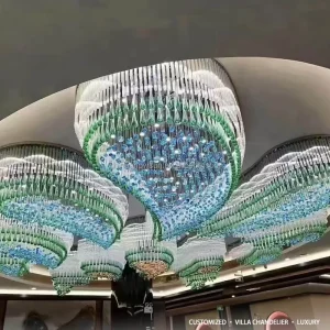 Customized Large Pendant Lights Crystal Chandelier K9 Crystal Beads Tassels Decor Hotel Lobby Ceiling Lamp