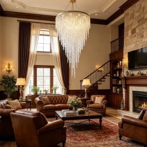 Customized Living Room Villa Long Stair Chandelier Crystal Staircase Pendant Light