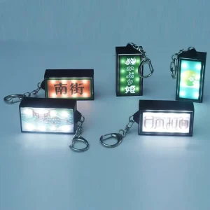 Customized Logo LED Light Box Keychain ABS Material Lightweight Luxury Style UV Printing Luminous Promotional