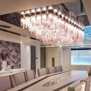 Customized Long LED Glass Chandelier for Hotel Lobby Catering Banquet Guest House Hall Engineering Use Large Size