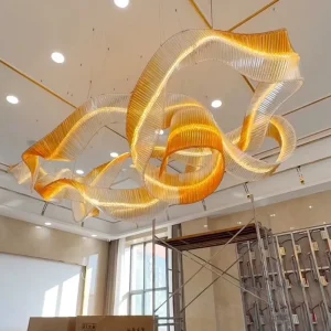 Customized Luxury Modern Large Glass Rod Hanging Chandeliers Long Pendant Lights for High Ceilings for Home Hotel Lobby