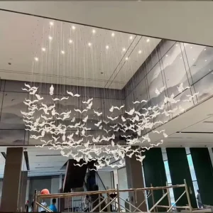 Customized Modern Luxury Chandelier Colored Glass Stone Chandelier for Hotel Project Decorative Pendant Lamp