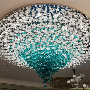 Customized Modern Luxury Chandelier Custom Color Glass Stone Pendant Light Hotel Lobby Decoration Chandelier